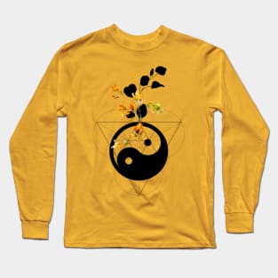 Ying Yang Symbol Sacred Geometry Flower #1 Long Sleeve T-Shirt